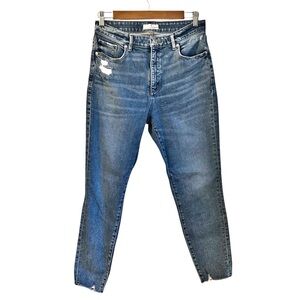LOFT Curvy High Waist Skinny Ankle Women’s SZ 29 in Medium Distressed Wash